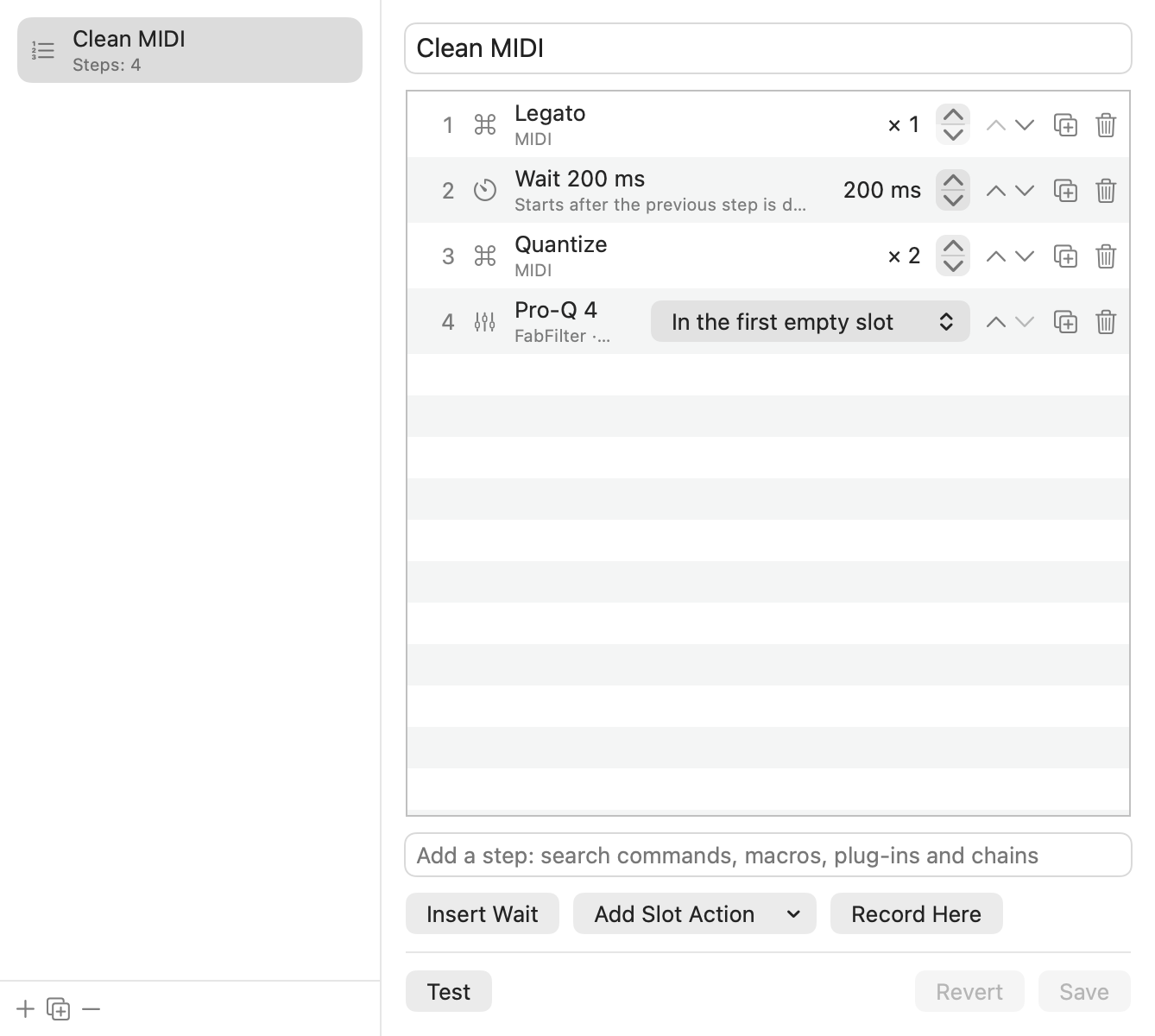 El editor de macros en los ajustes de Studio Launcher